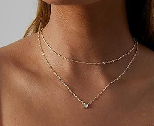 14K gold-plated cubic zirconia solitaire pendant necklace, Falvine, view 3