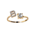 Initial letter ring in gold shown on a hand