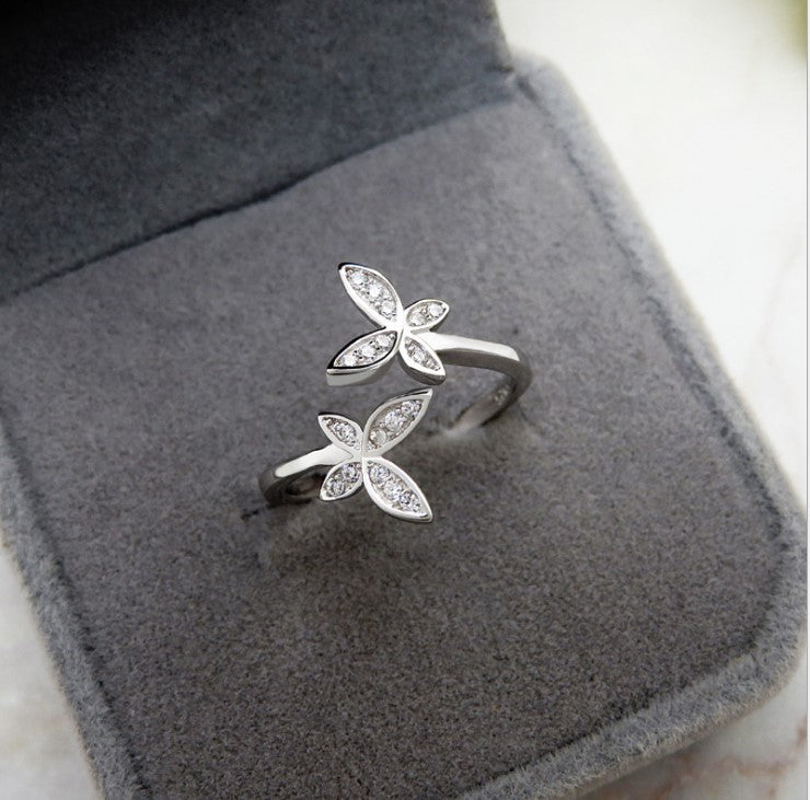 Sterling silver adjustable butterfly ring, Falvine, view 4