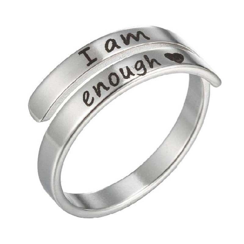 Stainless steel letter ring, alternate view