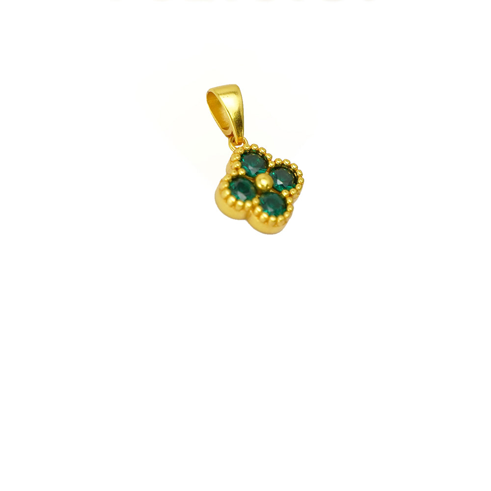 Green four-leaf clover pendant chain necklace, Falvine, view 6