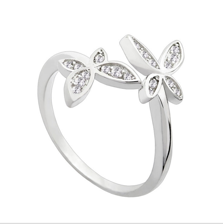 Sterling silver adjustable butterfly ring, Falvine, view 5