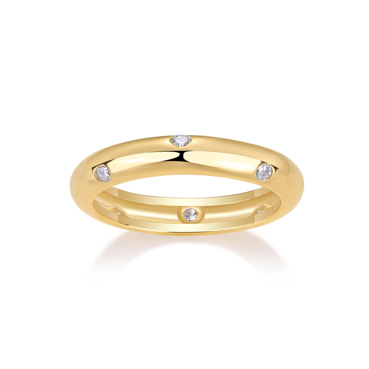 Starry S925 silver moissanite ring, side view