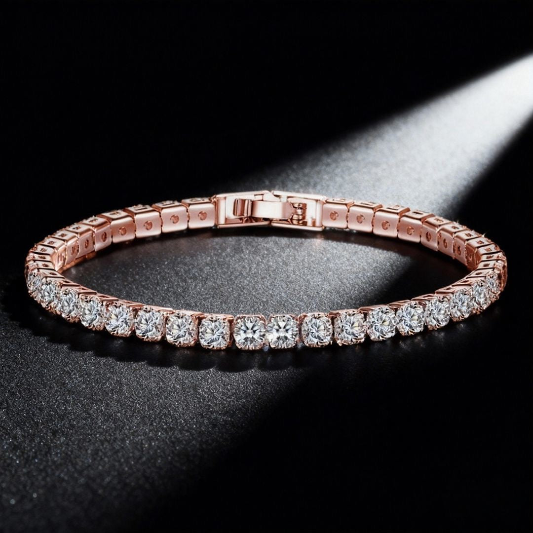 14K rose gold plated cubic zirconia tennis bracelet, Falvine, view 1