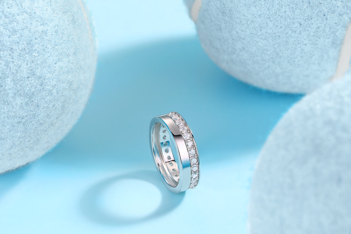 Galaxy S925 silver moissanite ring