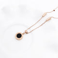 18K gold-plated reversible Roman numeral necklace worn at clavicle length