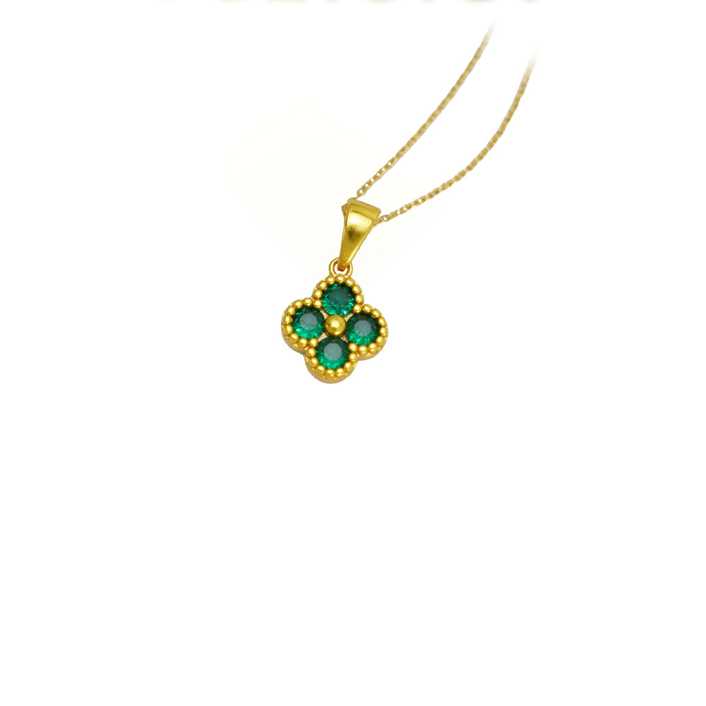 Green four-leaf clover pendant chain necklace, Falvine, view 5
