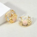 Rosette and Cube Bead Hoop Earrings, Set of Two