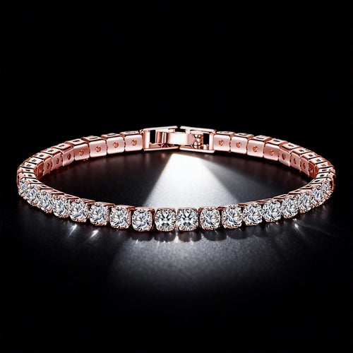 14K rose gold plated cubic zirconia tennis bracelet, Falvine, view 2