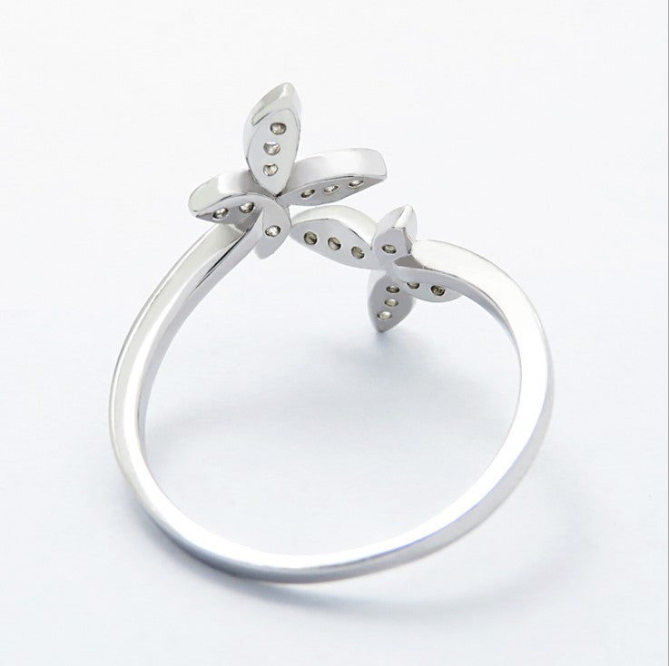 Sterling silver adjustable butterfly ring, Falvine, view 1