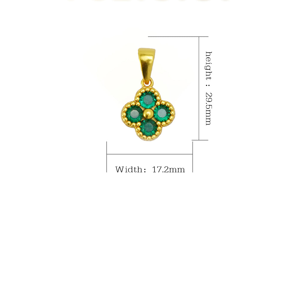 Green four-leaf clover pendant chain necklace, Falvine, view 4