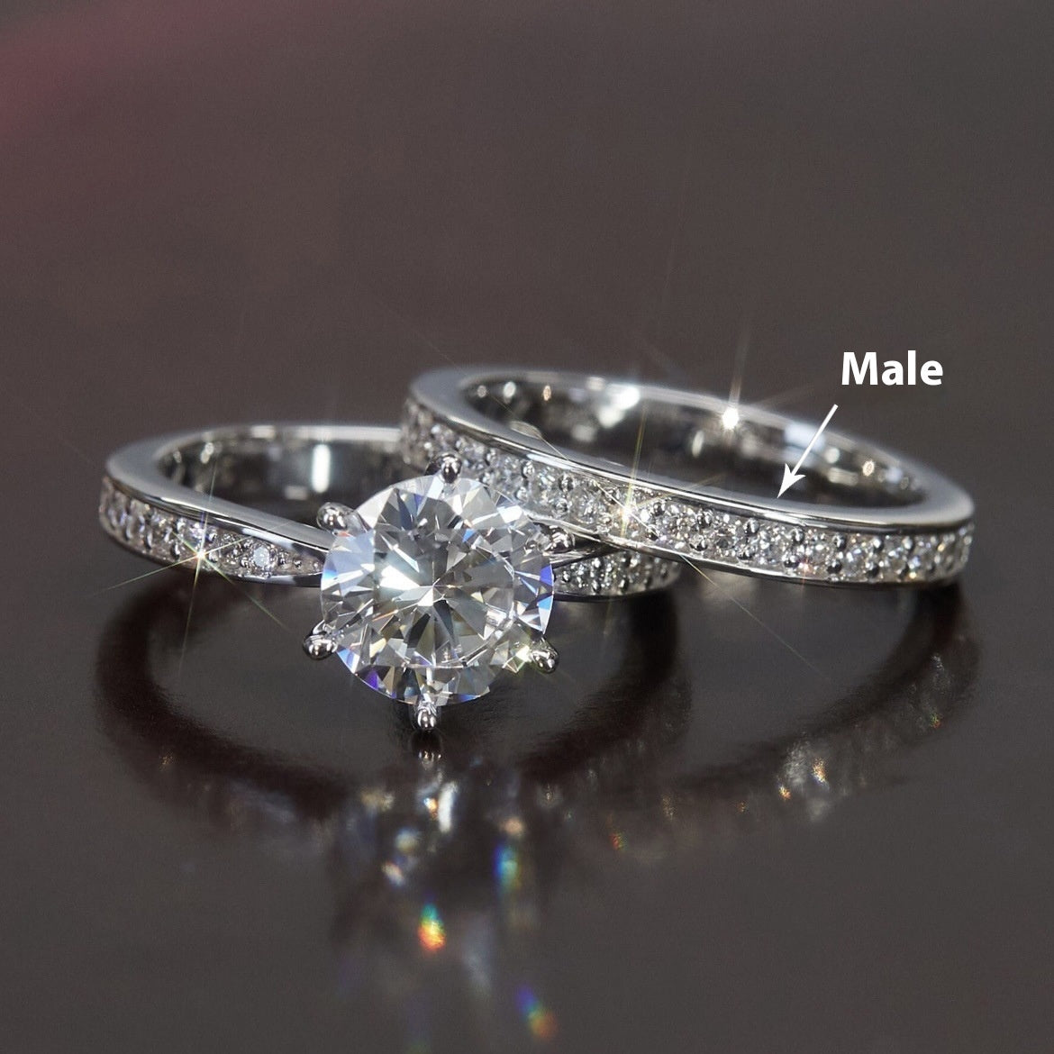 Geometric zircon ring, close-up