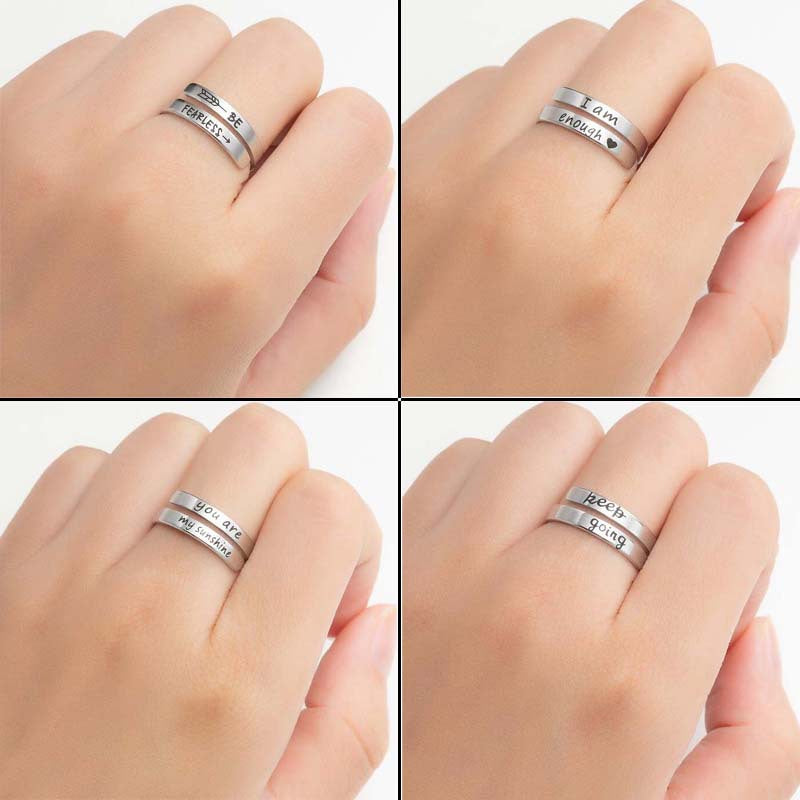 Stainless steel double-layer letter ring, adjustable opening