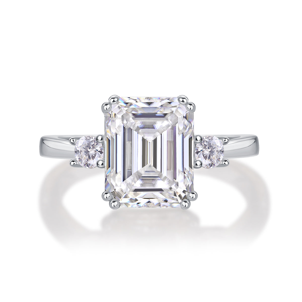 Octagon moissanite S925 silver ring, detail