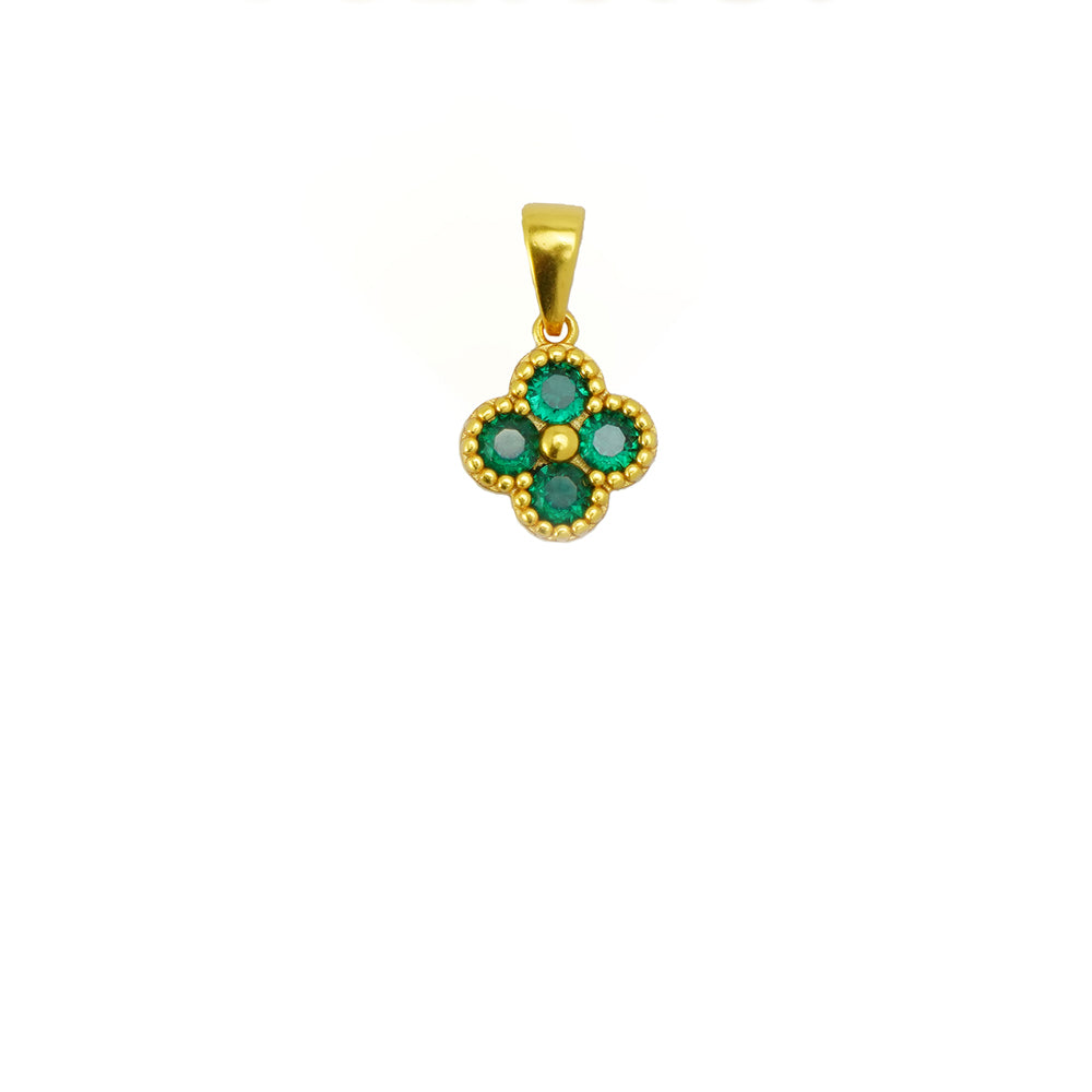 Green four-leaf clover pendant chain necklace, Falvine, view 2
