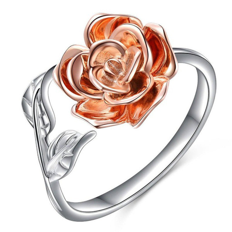 Rose ring with white zircon, detail