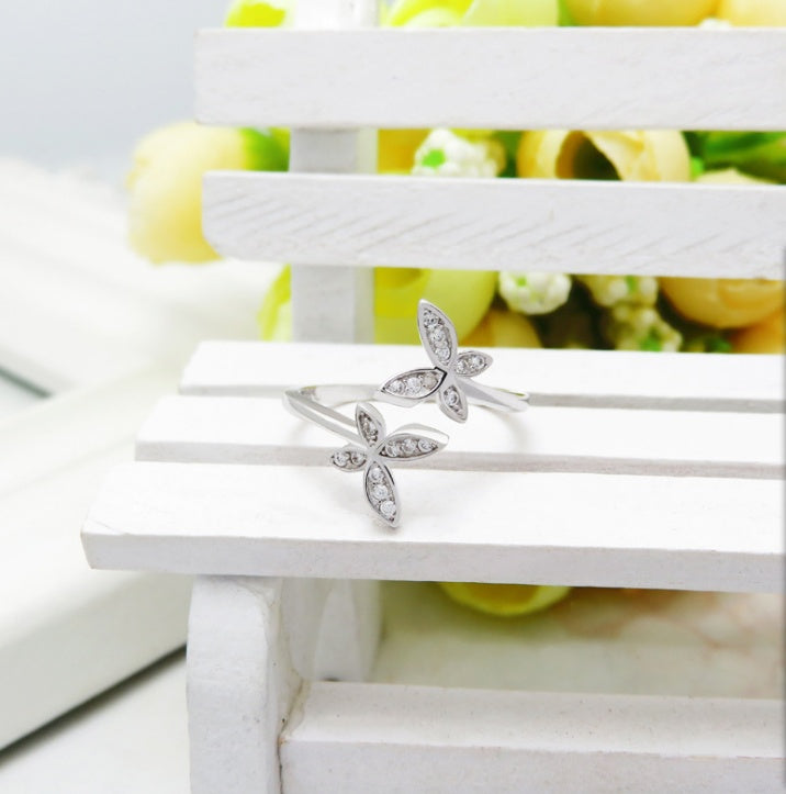 Sterling silver adjustable butterfly ring, Falvine, view 3