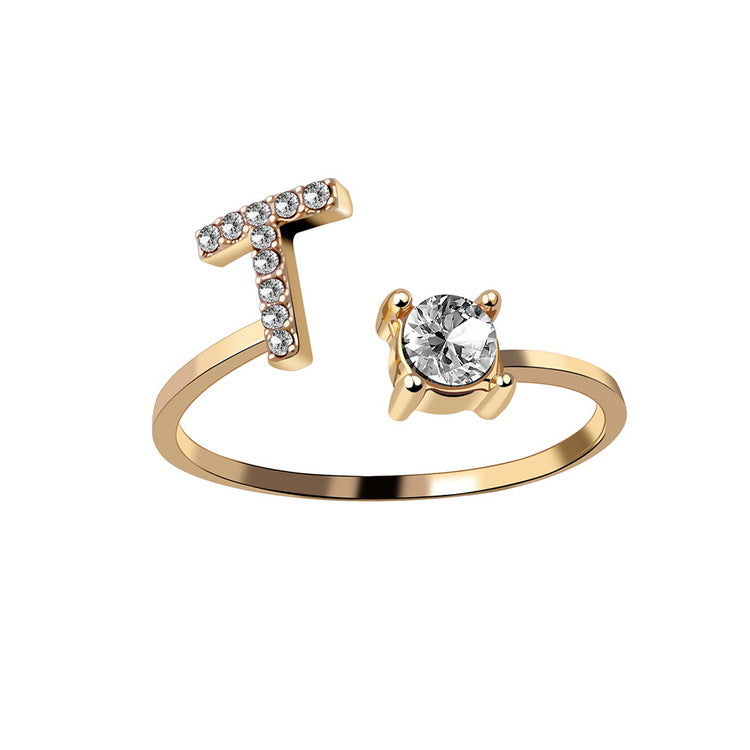 Initial letter ring with zirconia, detail of the band
