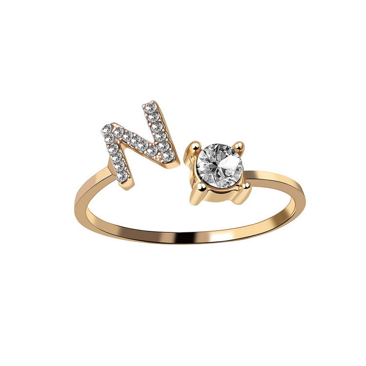 Initial letter ring shown with the letter facing forward