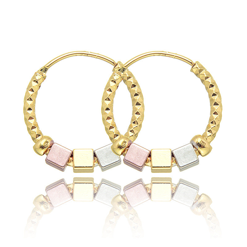 Cube Bead Hoop Earrings
