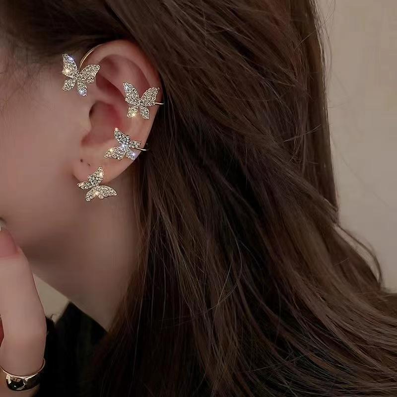 Butterfly Ear Clip and Hook Earrings
