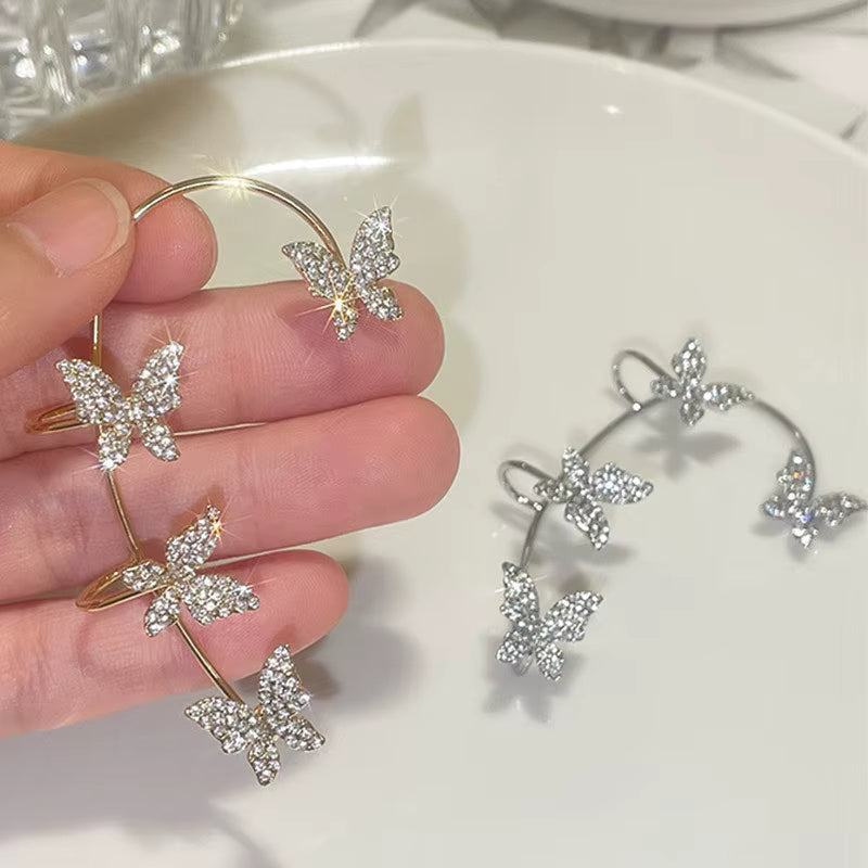 Butterfly Ear Clip and Hook Earrings
