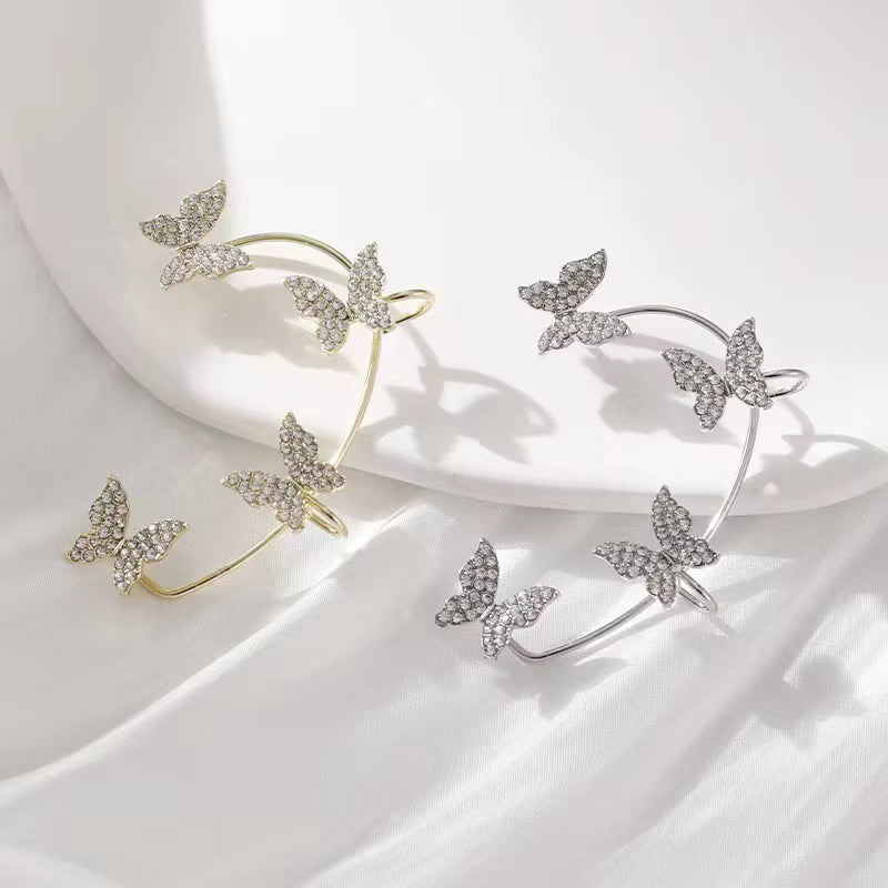 Butterfly Ear Clip and Hook Earrings