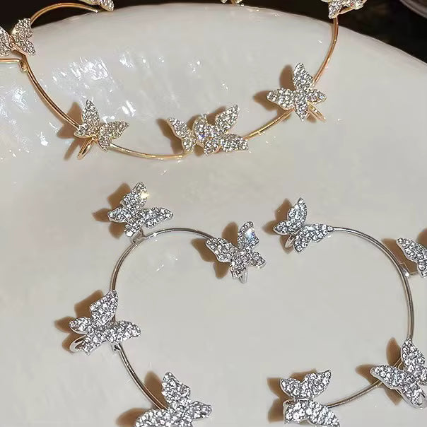 Butterfly Ear Clip and Hook Earrings