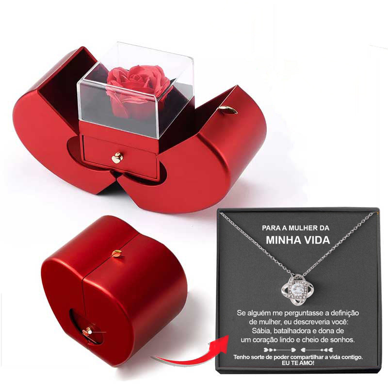 Soap-flower rose inside the apple keepsake box