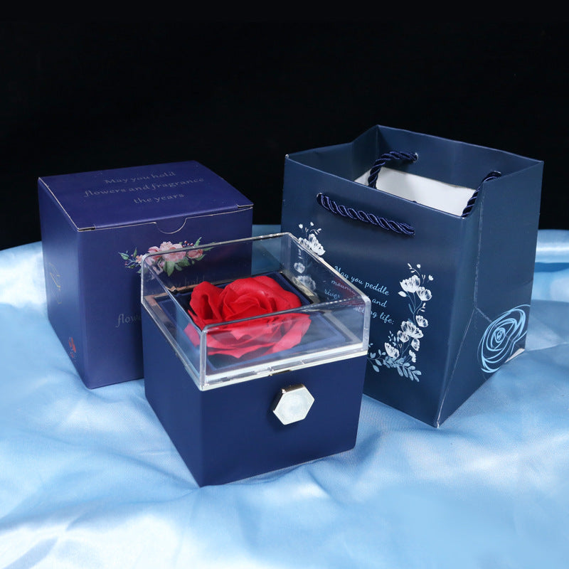 Rose gift box colour options: red, pink and blue