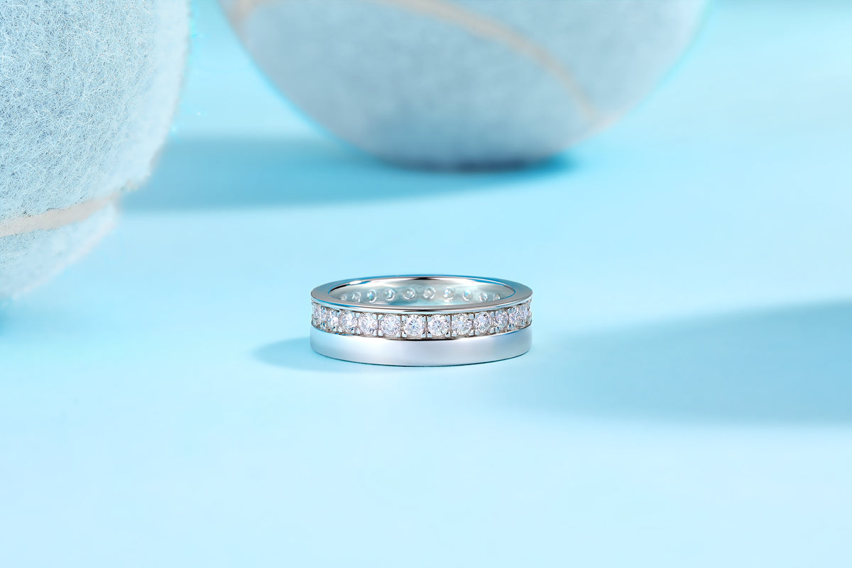 Galaxy moissanite ring in S925 silver, alternate view