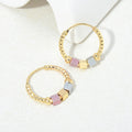 Cube bead hoop earrings in gold tone
