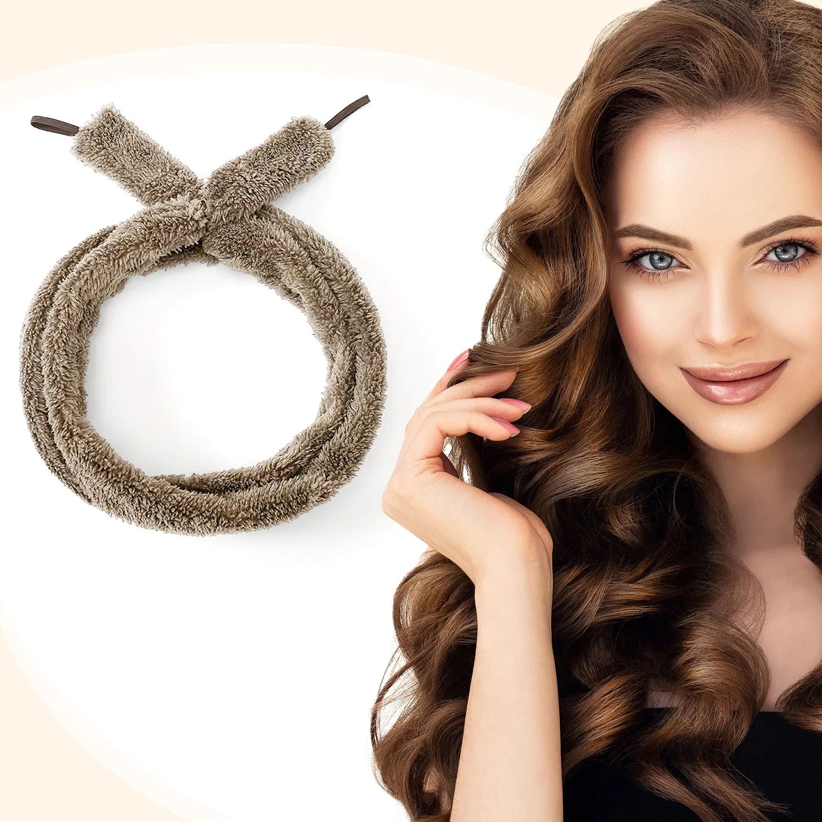 Two satin scrunchies included with the heatless curling rod set