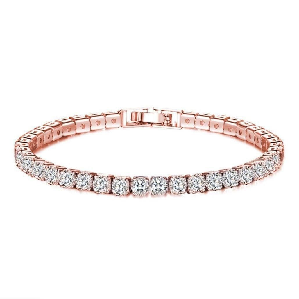 14K rose gold plated cubic zirconia tennis bracelet, Falvine, view 4