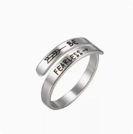 Stainless steel double-layer letter ring, detail