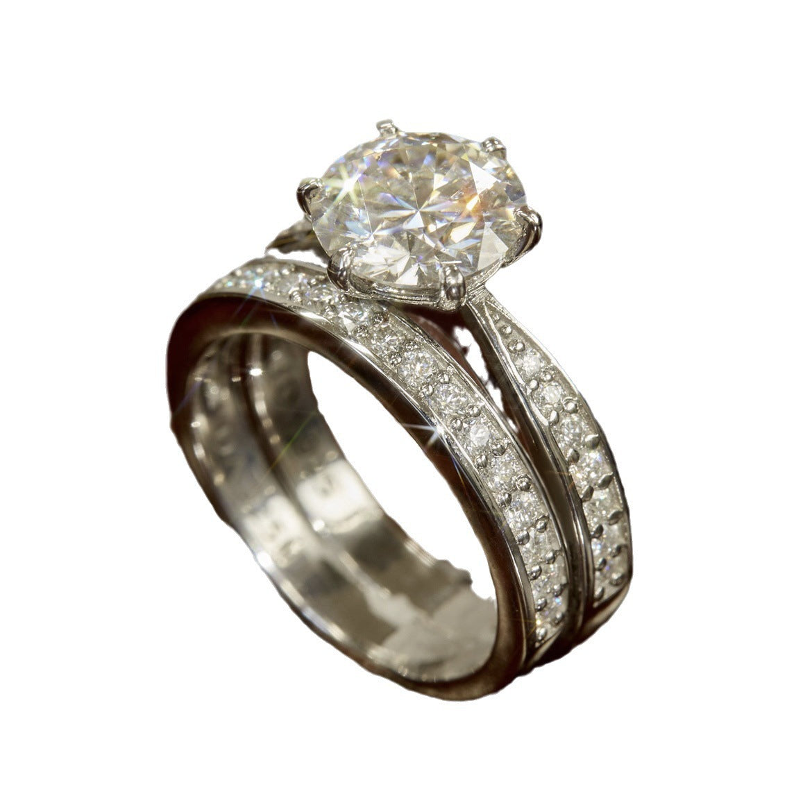 Geometric zircon ring, side view