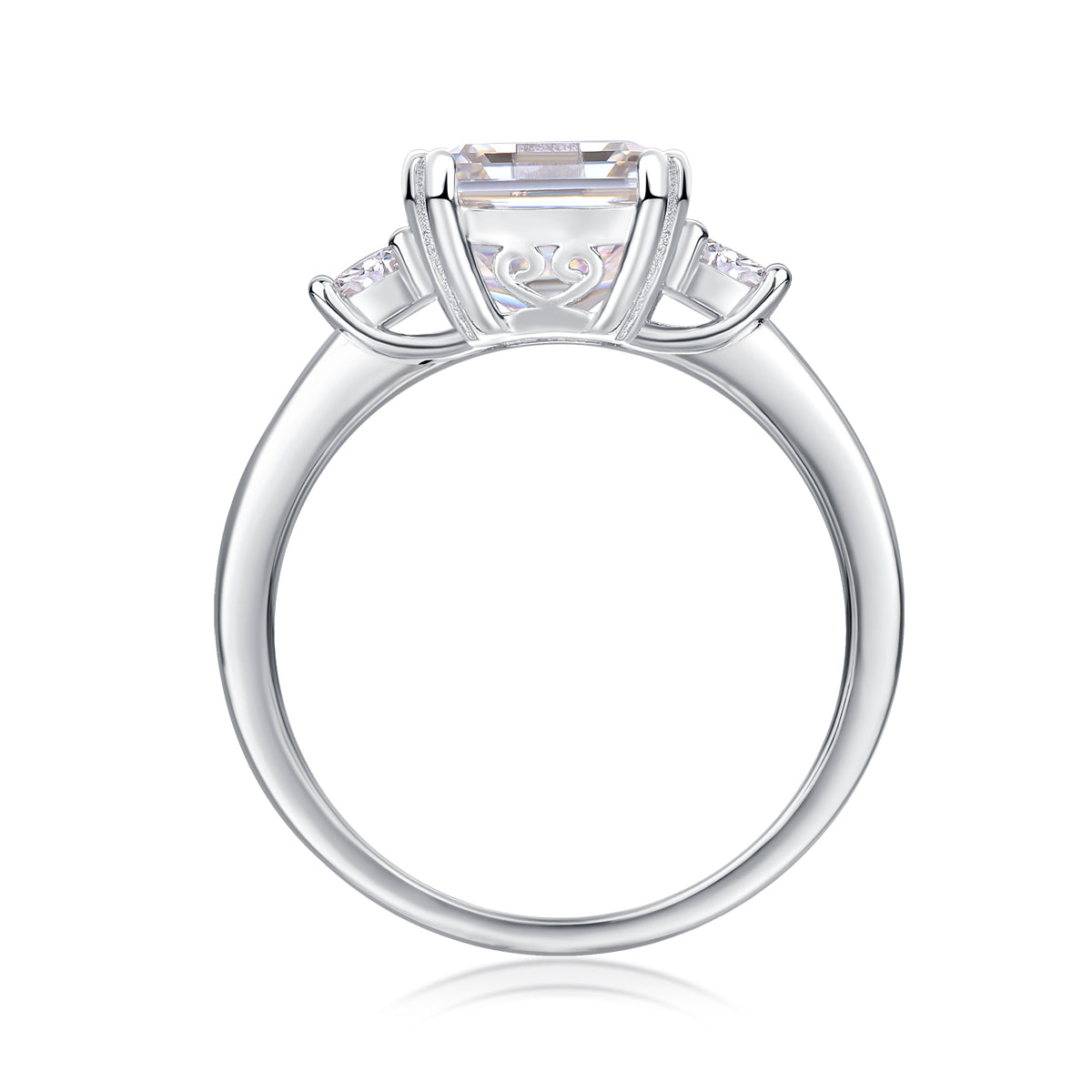 Octagonal moissanite ring in S925 silver, alternate view