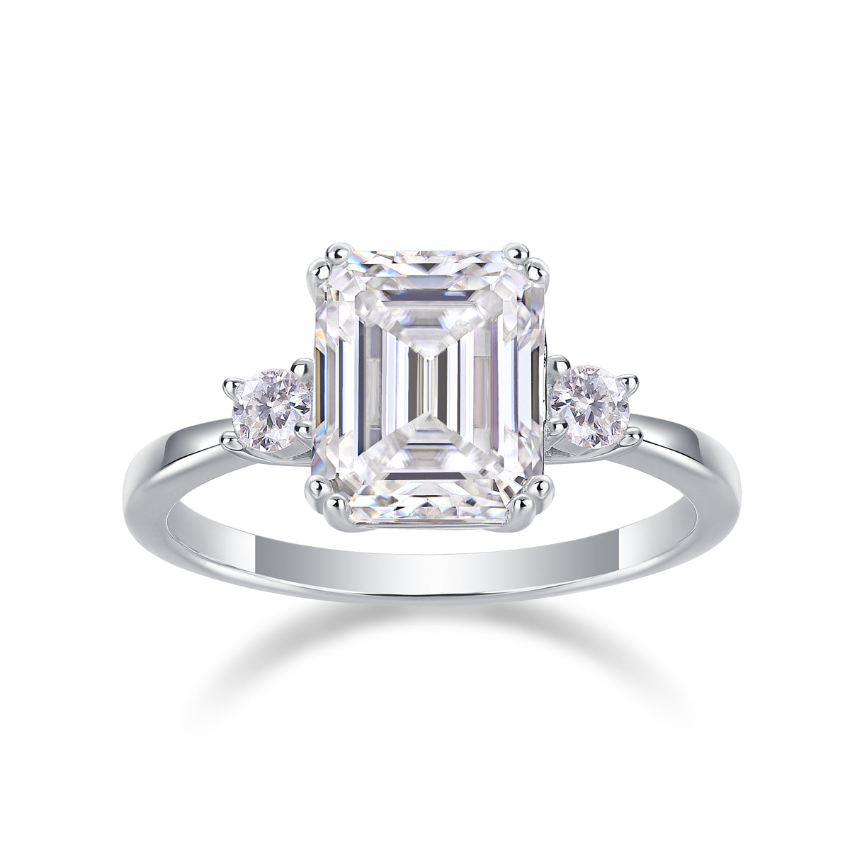 Octagon moissanite S925 silver ring, close-up