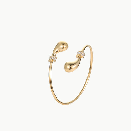 18K gold electroplated stainless steel open bangle, Falvine, view 1
