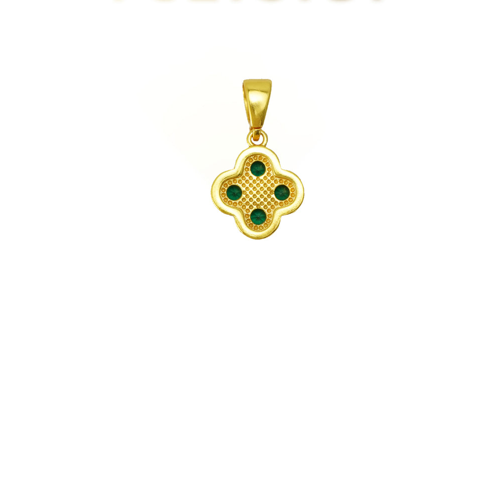 Green four-leaf clover pendant chain necklace, Falvine, view 3