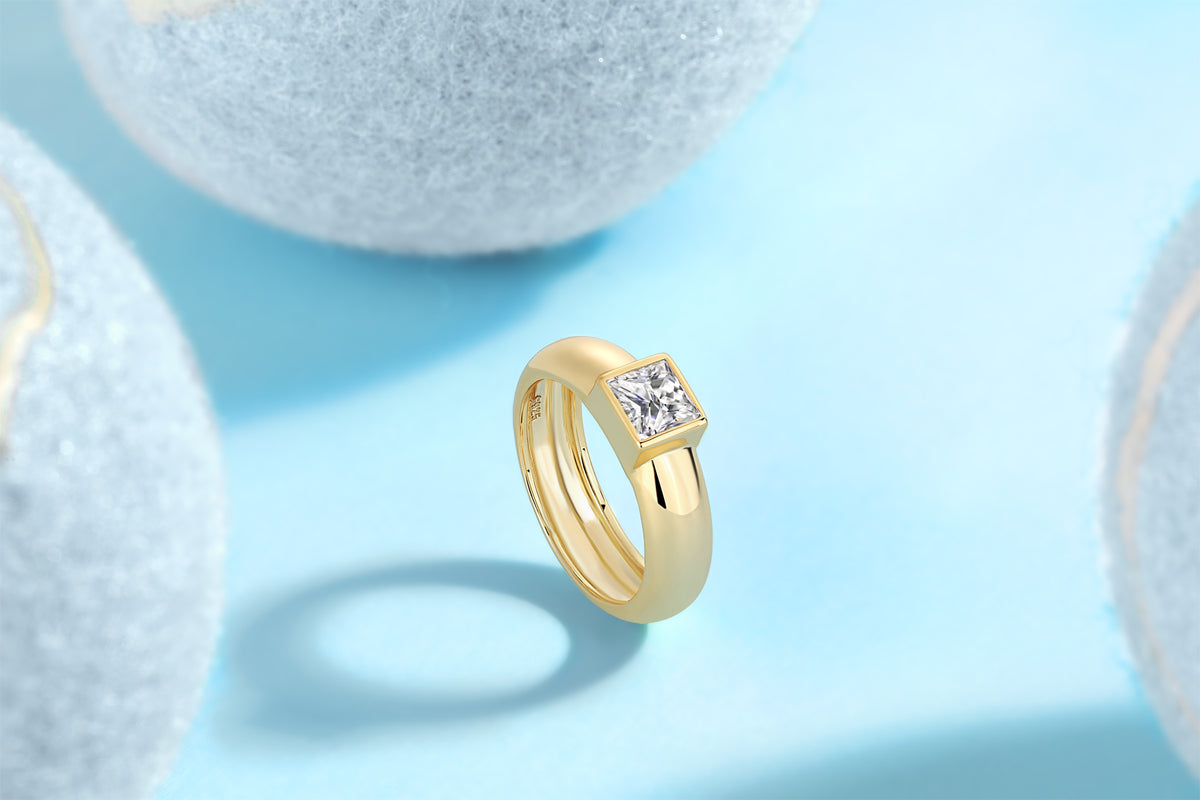 Square moissanite S925 silver ring